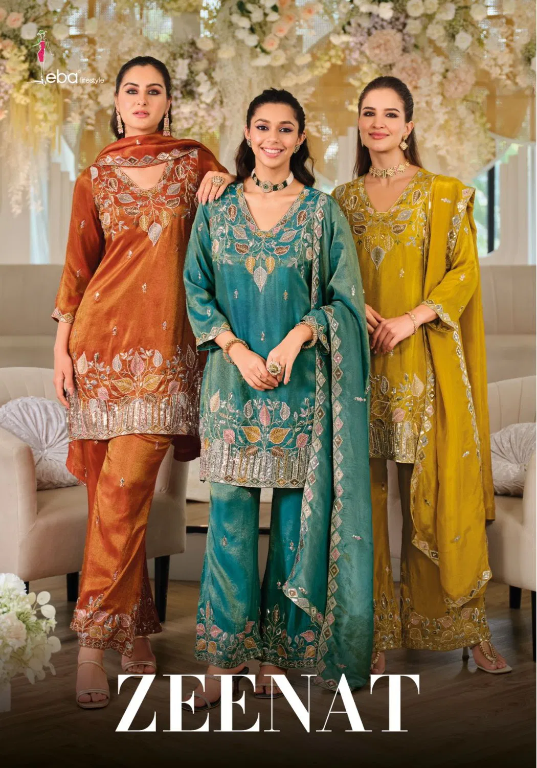 Eba Zeenat Simar With Beats Work Designer Top Bottom And Dupatta