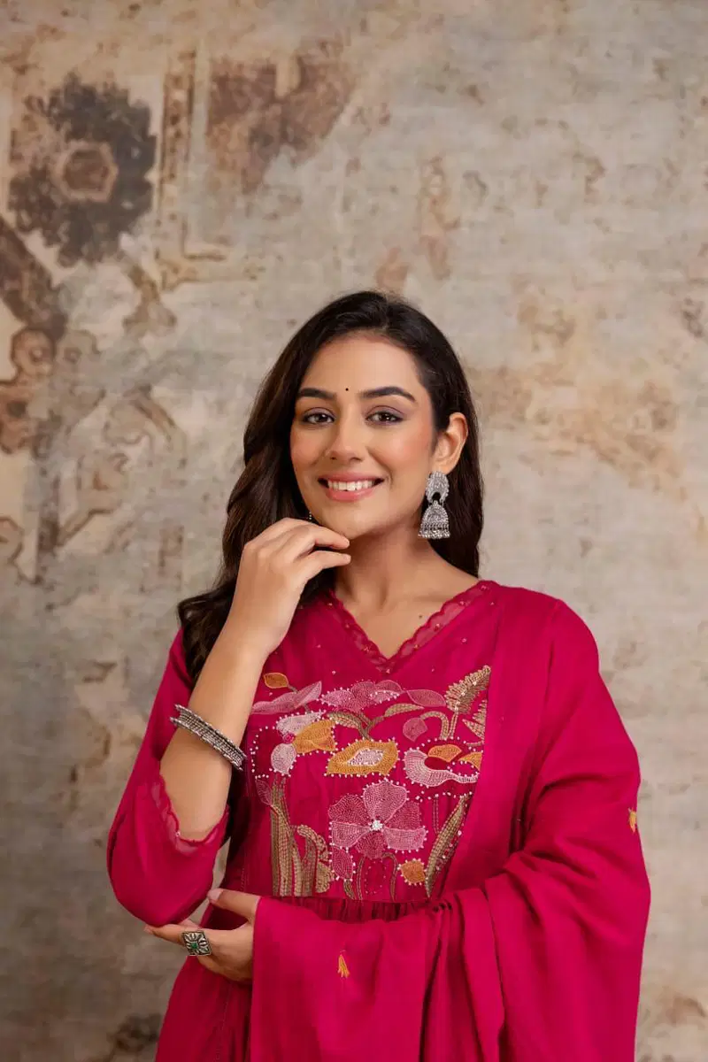 Naisha K 684 Cotton Embroidered Work Kurti Pant And Dupatta Collection