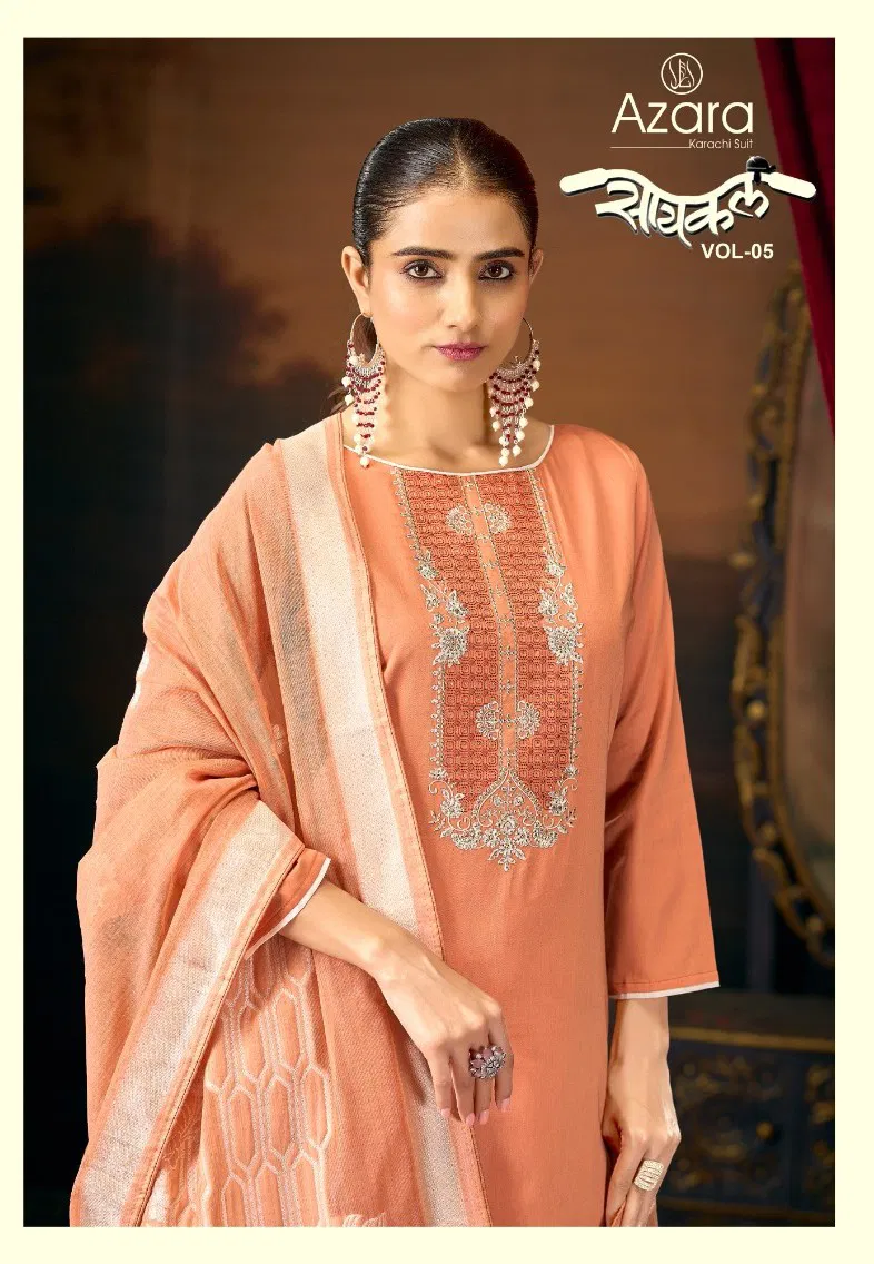 Radhika Azara Saykal Vol 5 Jam Cotton Embroidery Dress Material