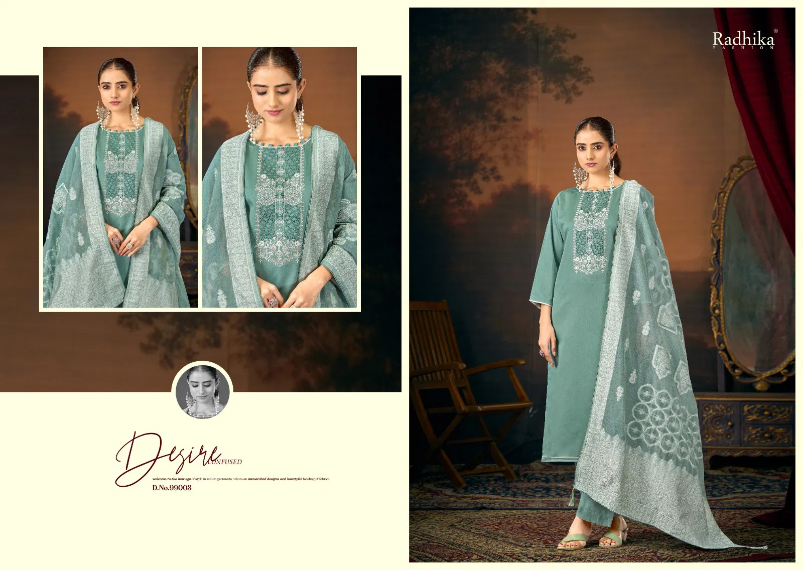 Radhika Azara Saykal Vol 5 Jam Cotton Embroidery Dress Material