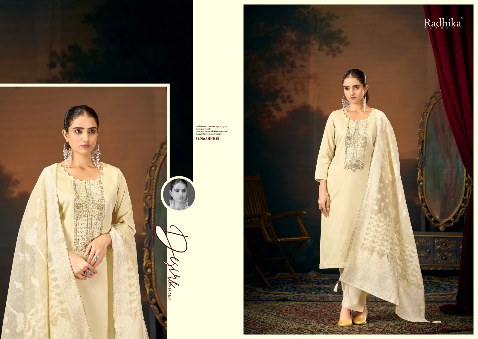 Radhika Azara Saykal Vol 5 Jam Cotton Embroidery Dress Material