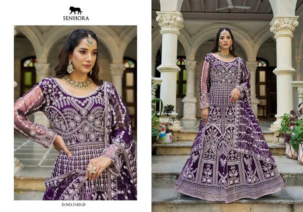 Senhora Mehfil 03 Pure Butterfly Net Designer Gown With Dupatta Collection
