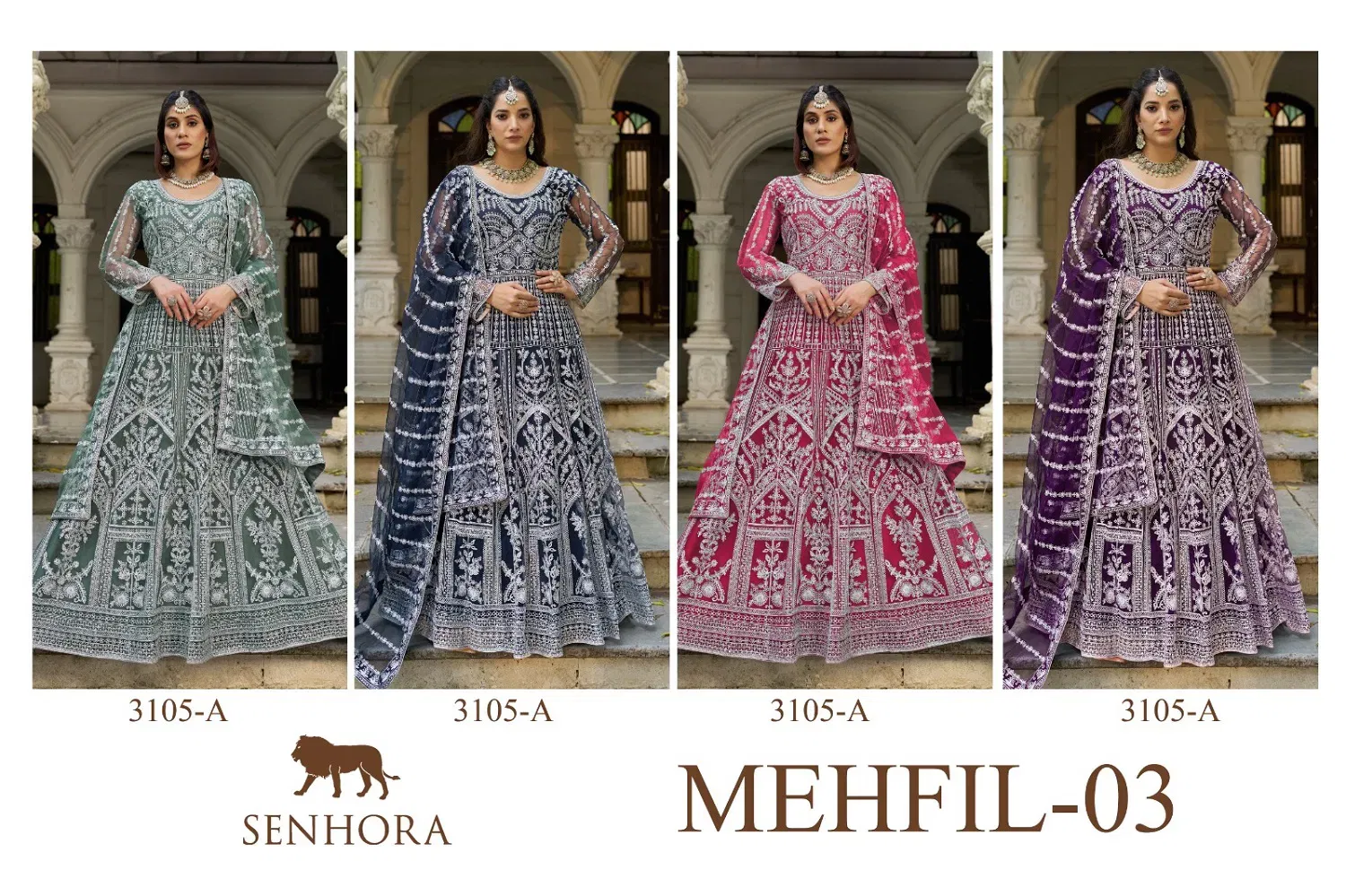 Senhora Mehfil 03 Pure Butterfly Net Designer Gown With Dupatta Collection
