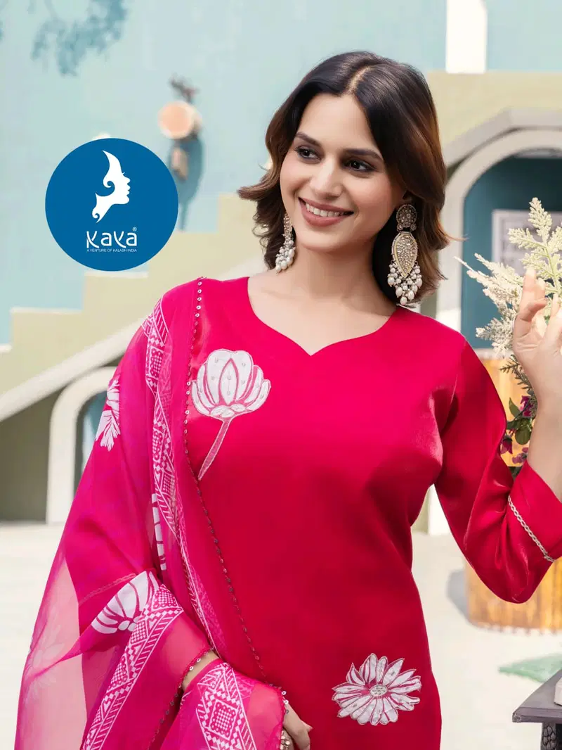 Kaya Kudi Roman Glass Casual Wear Kurti Pant And Dupatta Collection