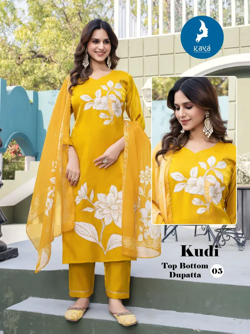 Kaya Kudi Roman Glass Casual Wear Kurti Pant And Dupatta Collection