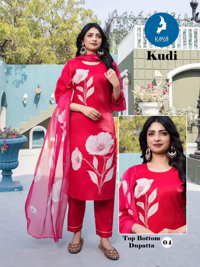 Kaya Kudi Roman Glass Casual Wear Kurti Pant And Dupatta Collection
