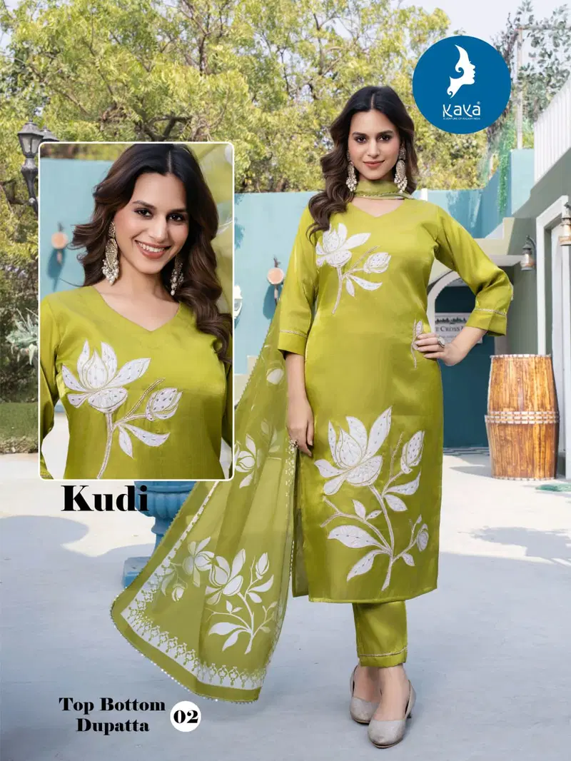 Kaya Kudi Roman Glass Casual Wear Kurti Pant And Dupatta Collection