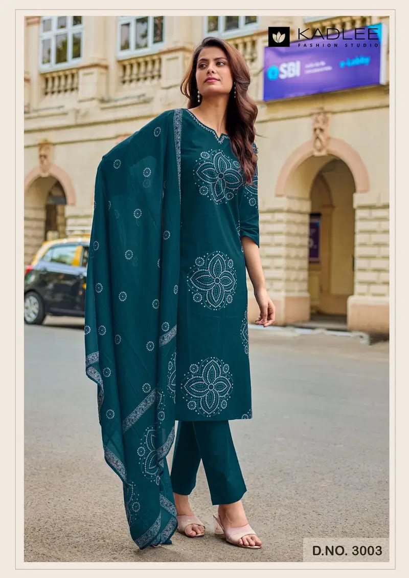 Kadlee Nivaasa Cotton Print Casual Wear Top Bottom And Dupatta