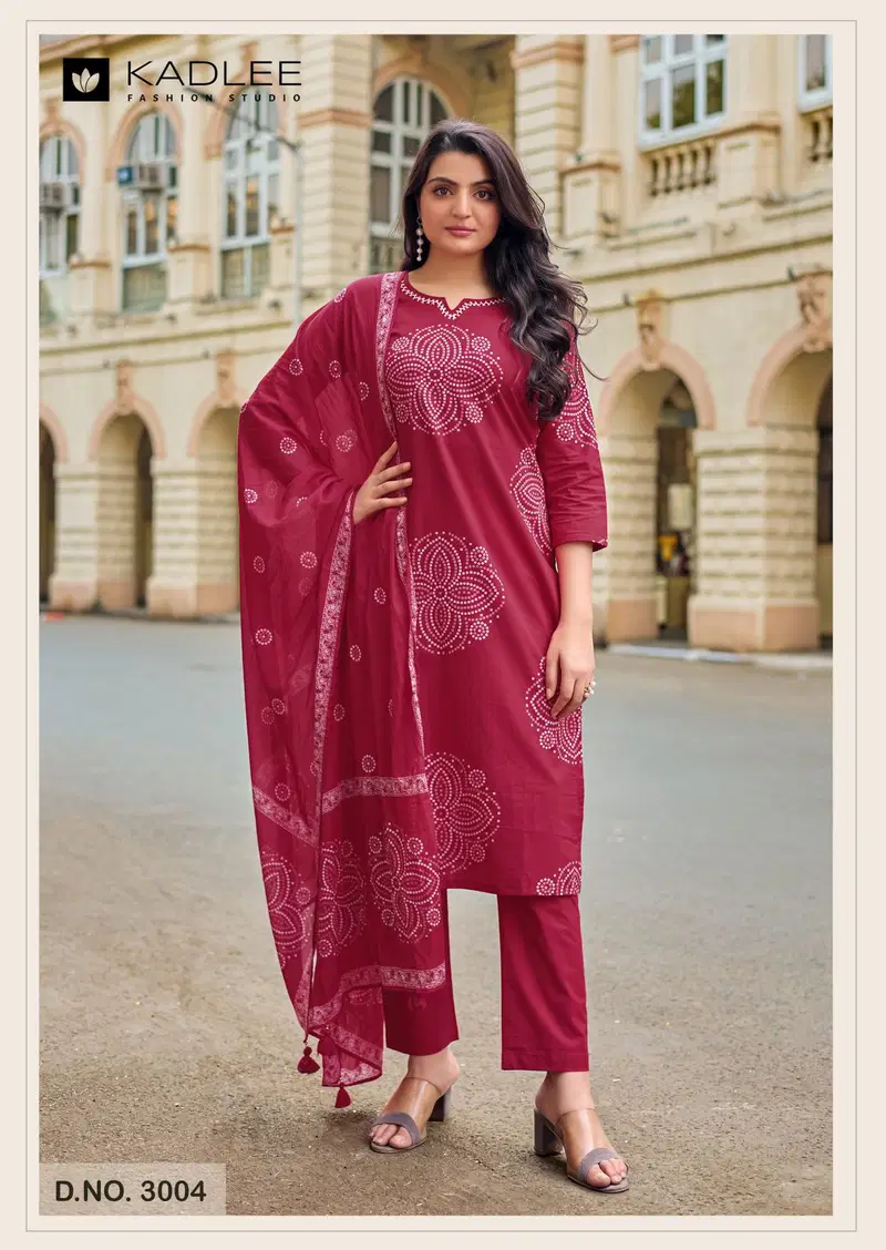 Kadlee Nivaasa Cotton Print Casual Wear Top Bottom And Dupatta