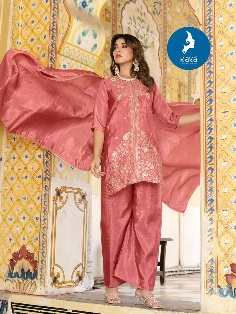 Kaya Kristina Silk With Work Festival Wear Top Bottom And Dupatta
