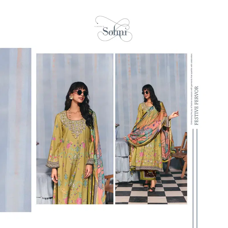 Kimora Sohni Helina Lawn Cotton Digital Print Embroidery Salwar Kameez