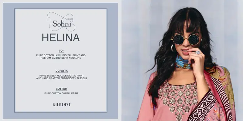 Kimora Sohni Helina Lawn Cotton Digital Print Embroidery Salwar Kameez