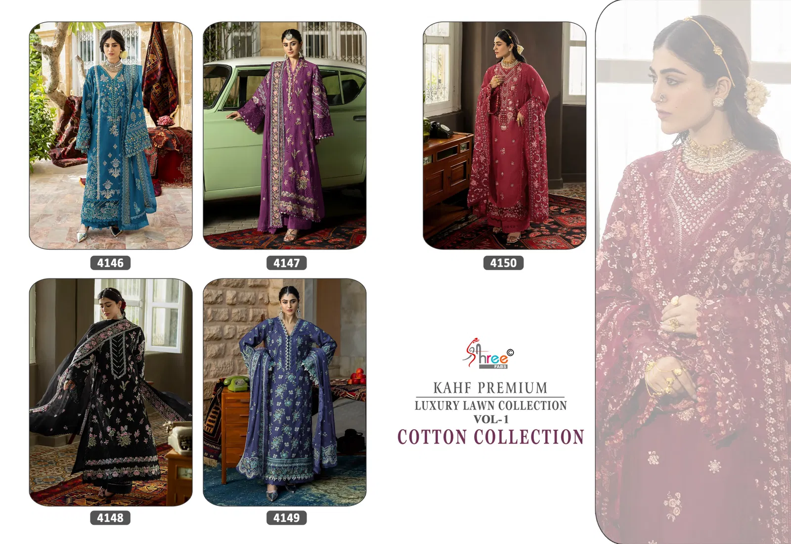 Shree Kahf Premium Luxury Lawn Collection Vol 1 Kota Doriya Dupatta Pakistani Suits