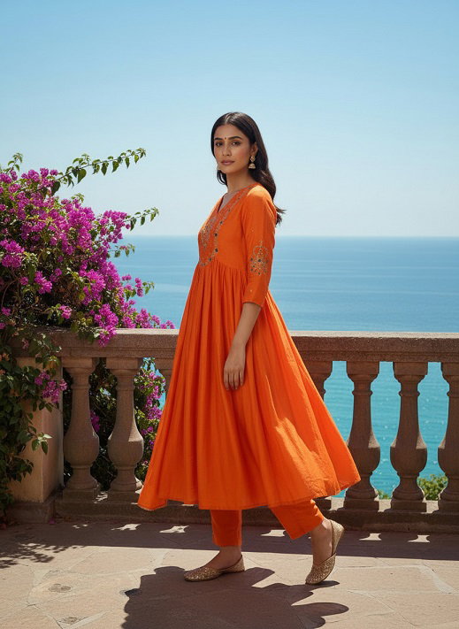 Party Wear Embroidery Worked Organza Kurti with Pant and Dupatta Set