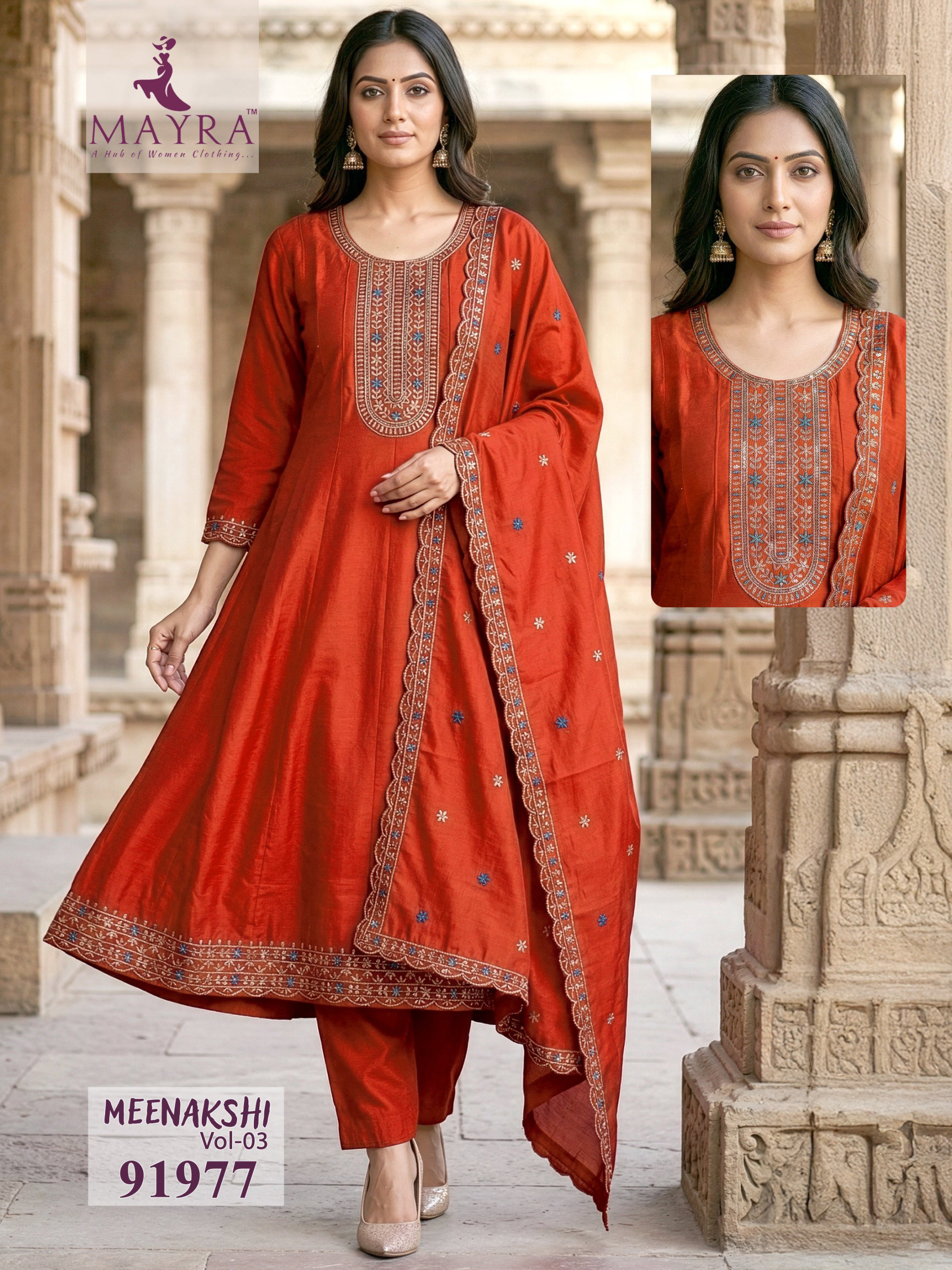 Mayra Meenakshi Vol 3 Roman Silk Kurti With Bottom and Dupatta Collection