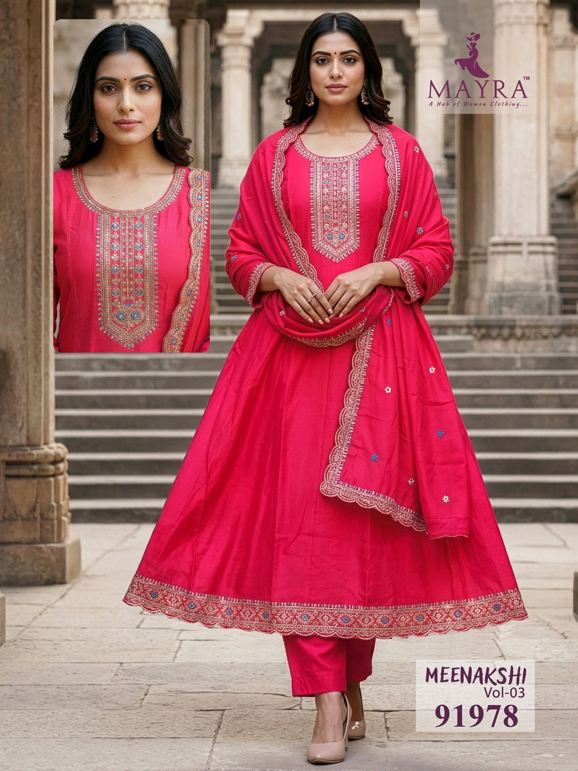 Mayra Meenakshi Vol 3 Roman Silk Kurti With Bottom and Dupatta Collection