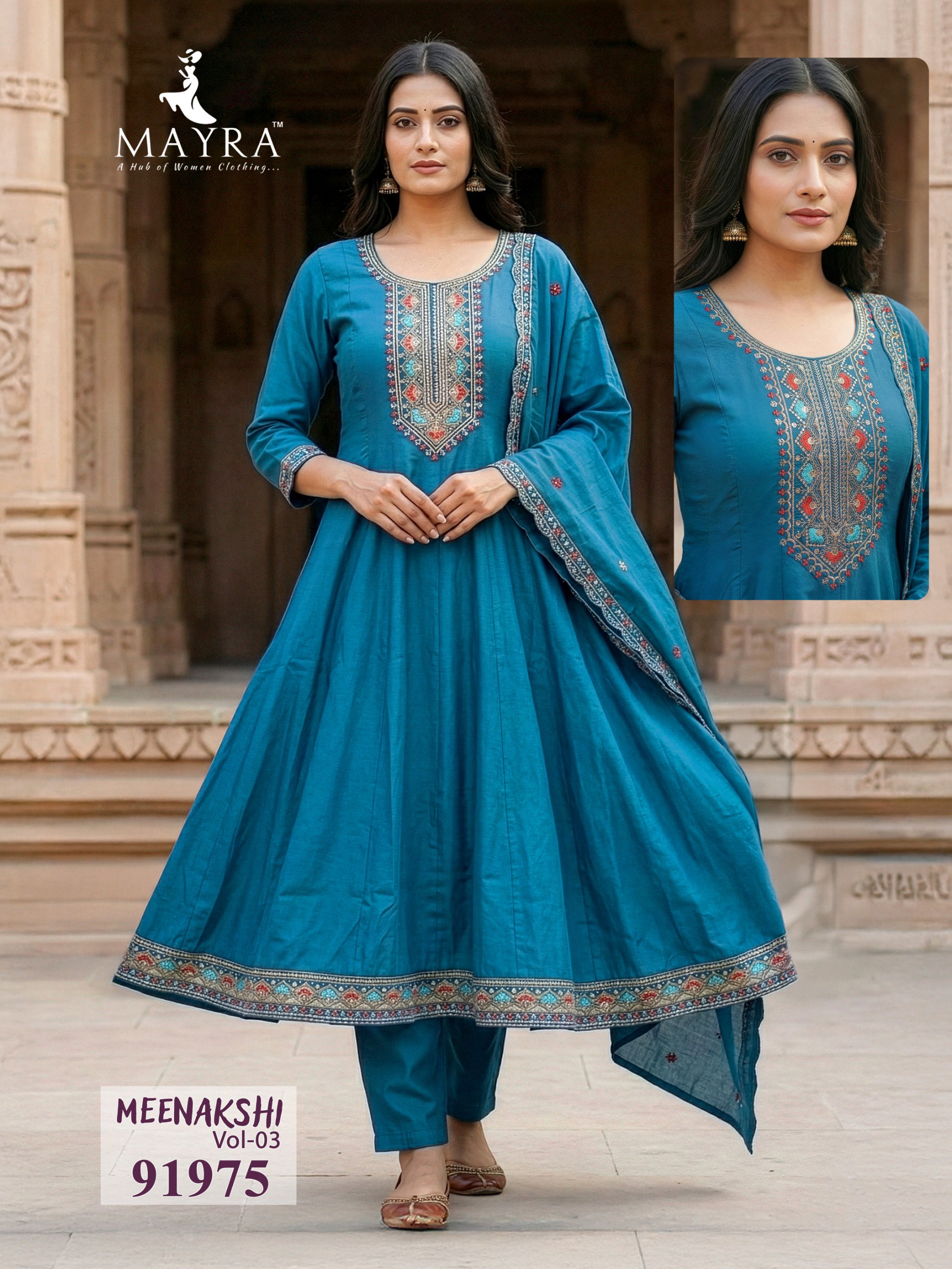 Mayra Meenakshi Vol 3 Roman Silk Kurti With Bottom and Dupatta Collection