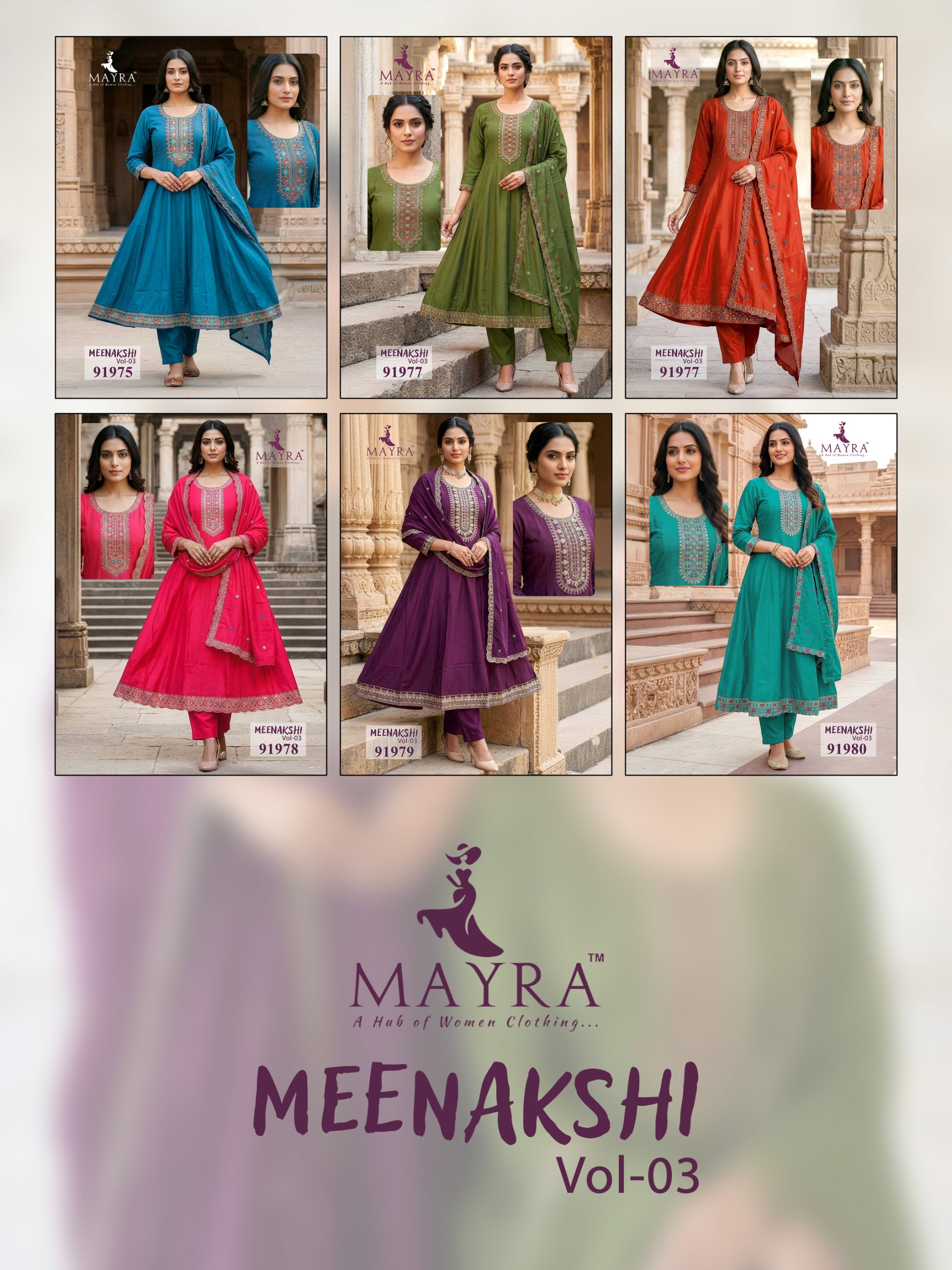 Mayra Meenakshi Vol 3 Roman Silk Kurti With Bottom and Dupatta Collection