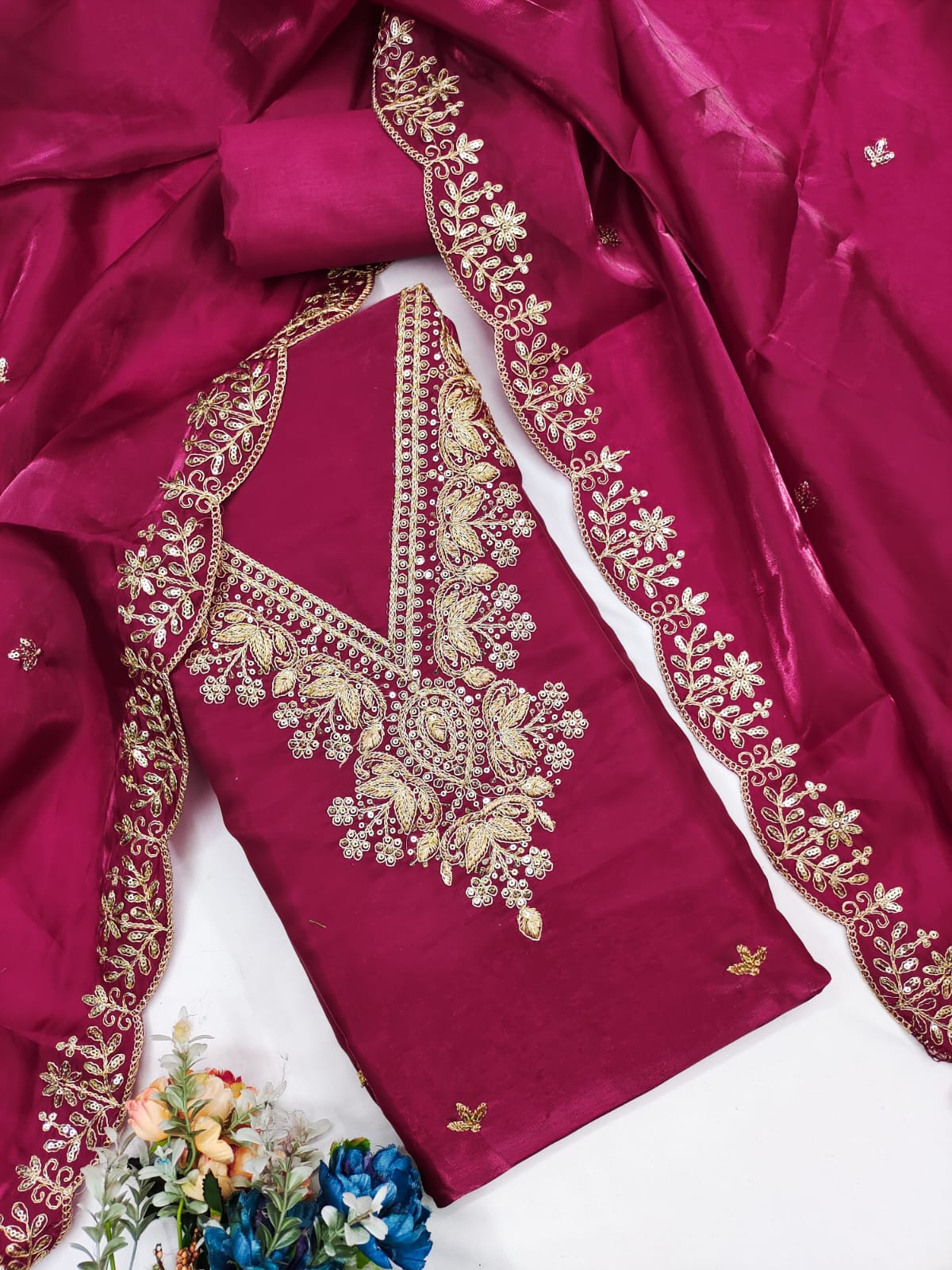 Designer Mohey Zimmi Choo Kodding Squance Work Dress material Collection
