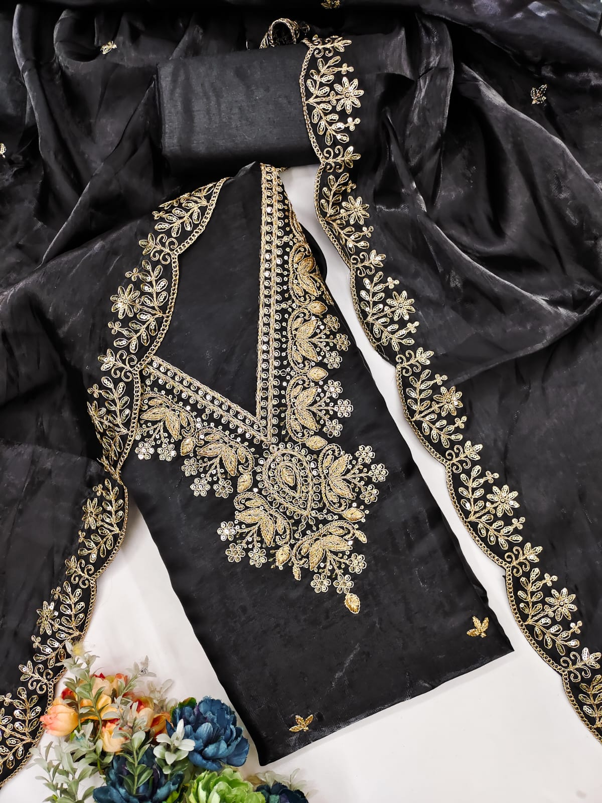 Designer Mohey Zimmi Choo Kodding Squance Work Dress material Collection