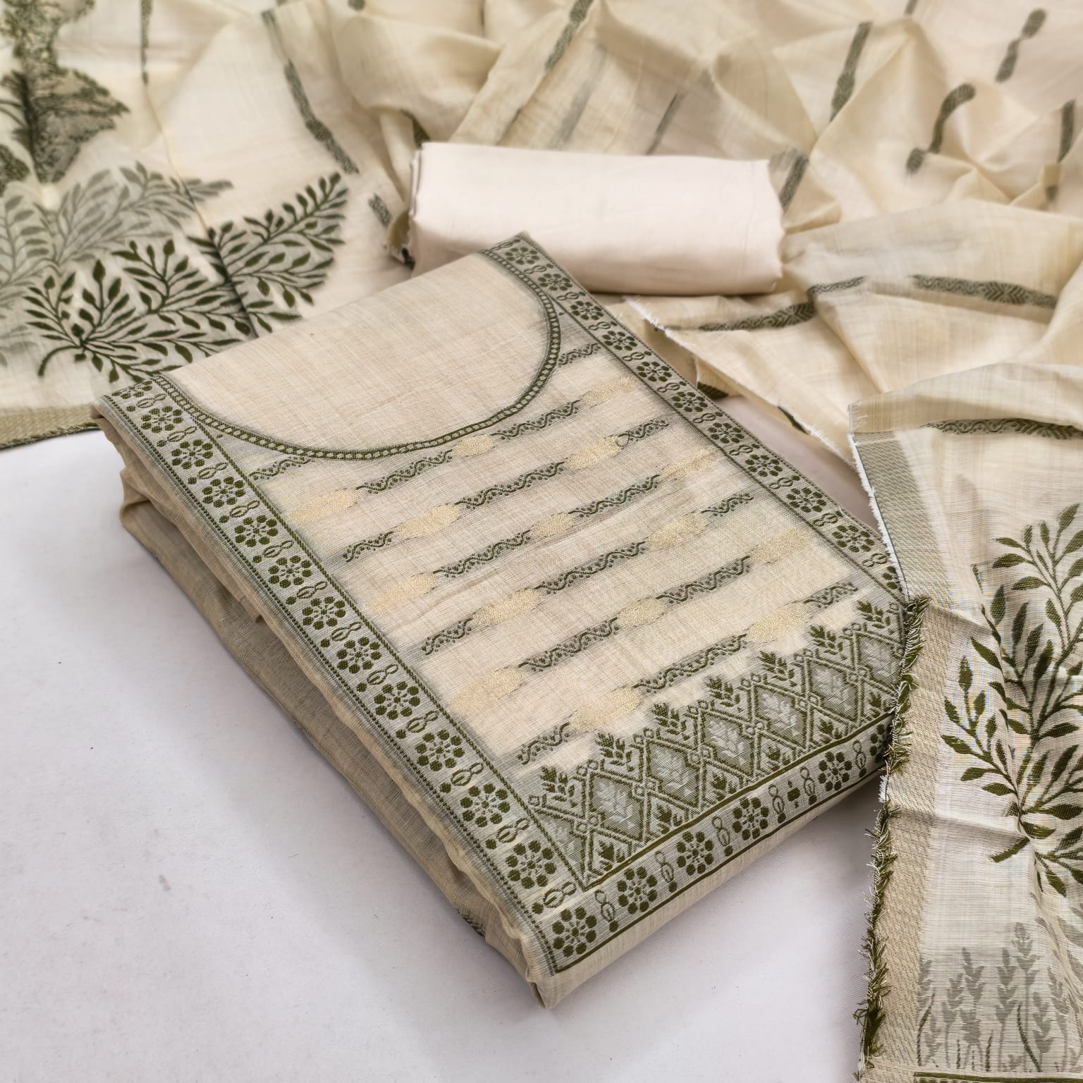 Designer Toffee Semi Jamdani Weiving Fancy Jacquard Dress material Collection