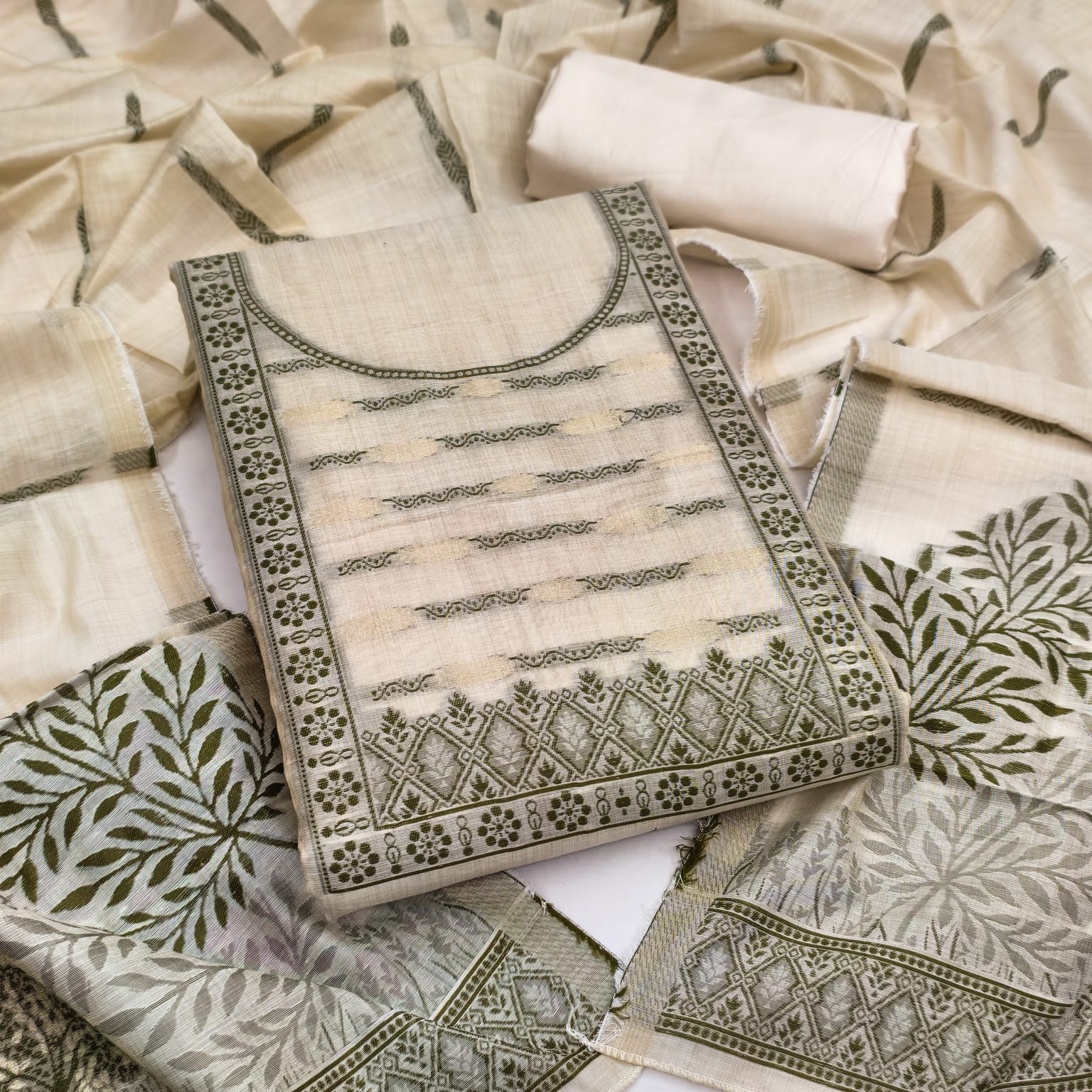 Designer Toffee Semi Jamdani Weiving Fancy Jacquard Dress material Collection
