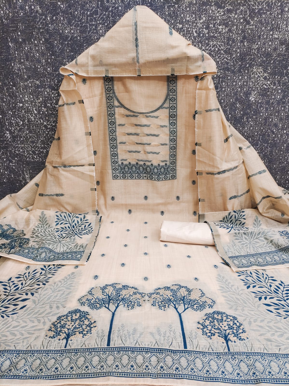Designer Toffee Semi Jamdani Weiving Fancy Jacquard Dress material Collection