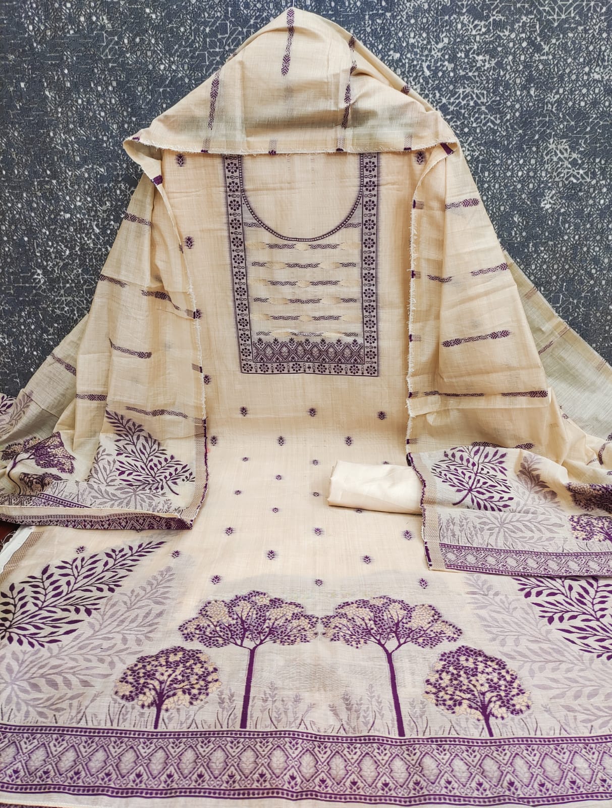 Designer Toffee Semi Jamdani Weiving Fancy Jacquard Dress material Collection