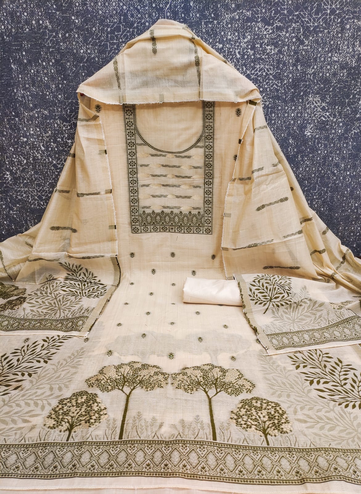 Designer Toffee Semi Jamdani Weiving Fancy Jacquard Dress material Collection