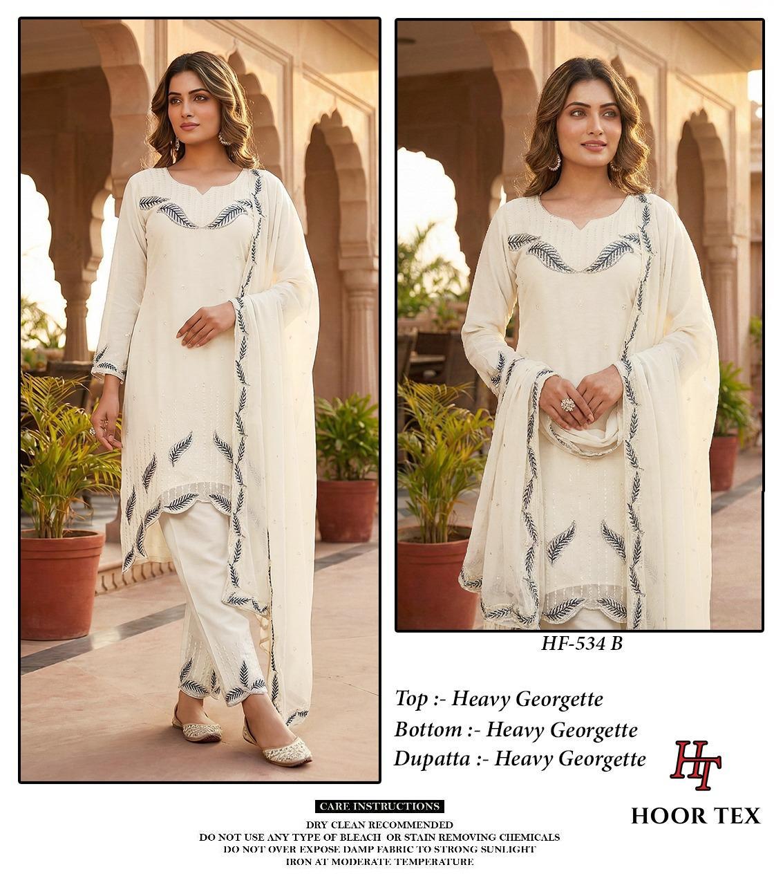 Hoor Tex HF 534 A to D Heavy Georgette With Zarkan Work Readymade Collection