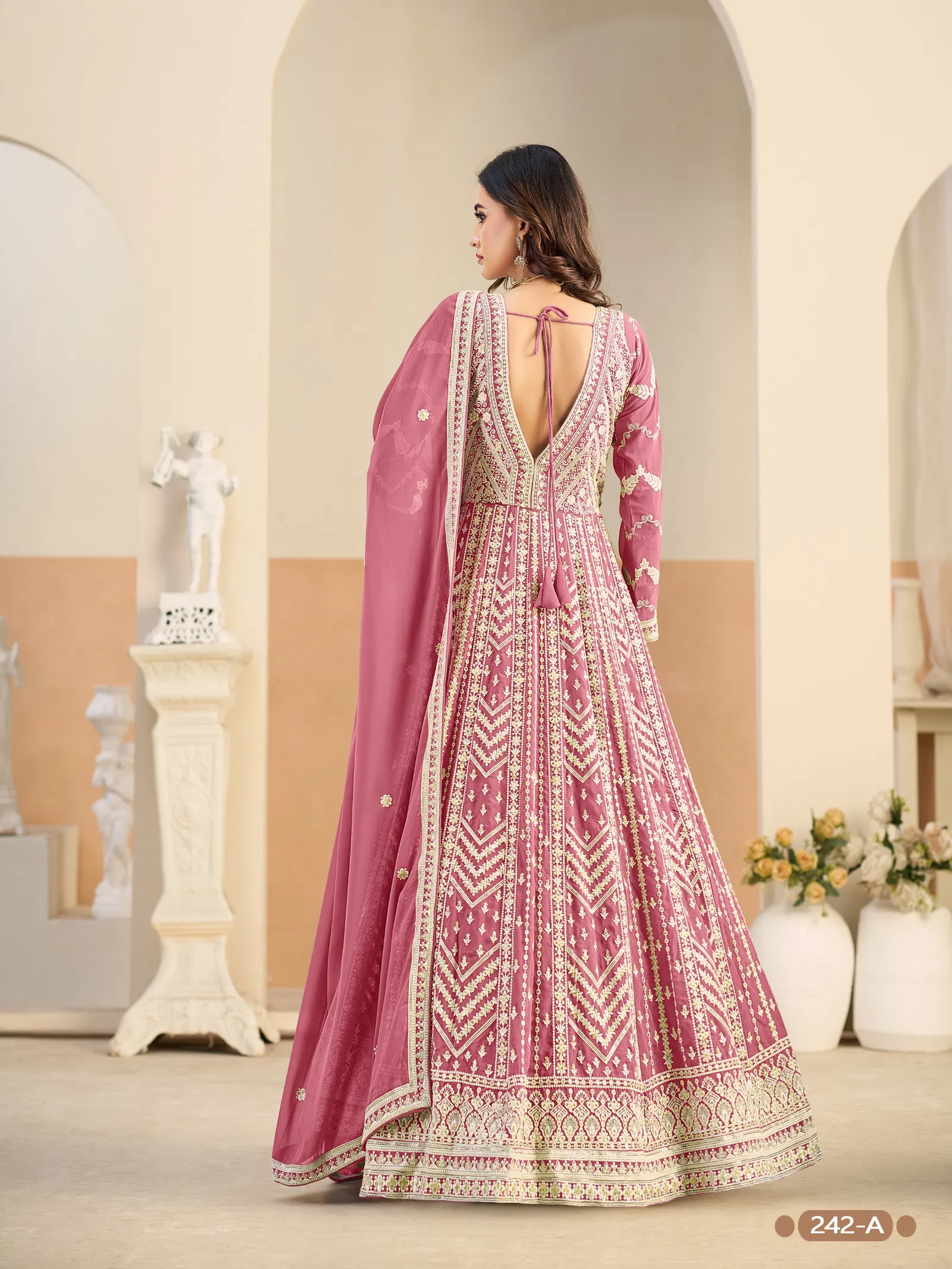 Aanaya Vol 242 Faux Georgette With Work Gown Bottom And Dupatta