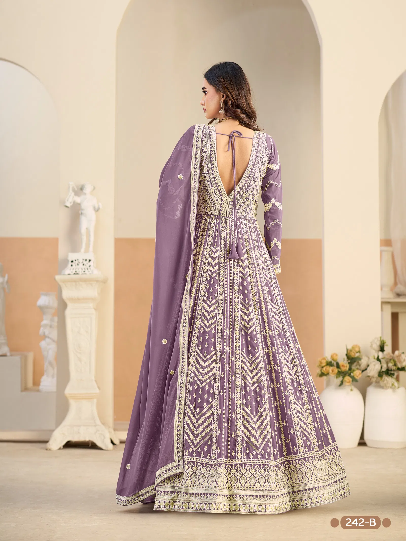 Aanaya Vol 242 Faux Georgette With Work Gown Bottom And Dupatta