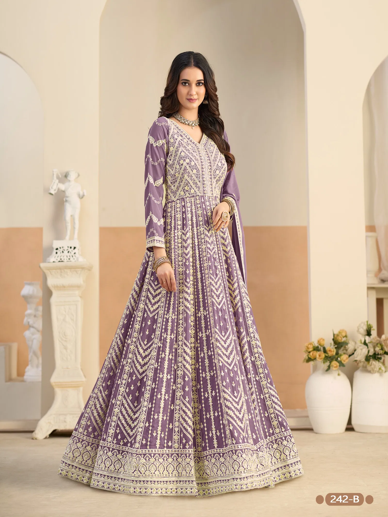 Aanaya Vol 242 Faux Georgette With Work Gown Bottom And Dupatta