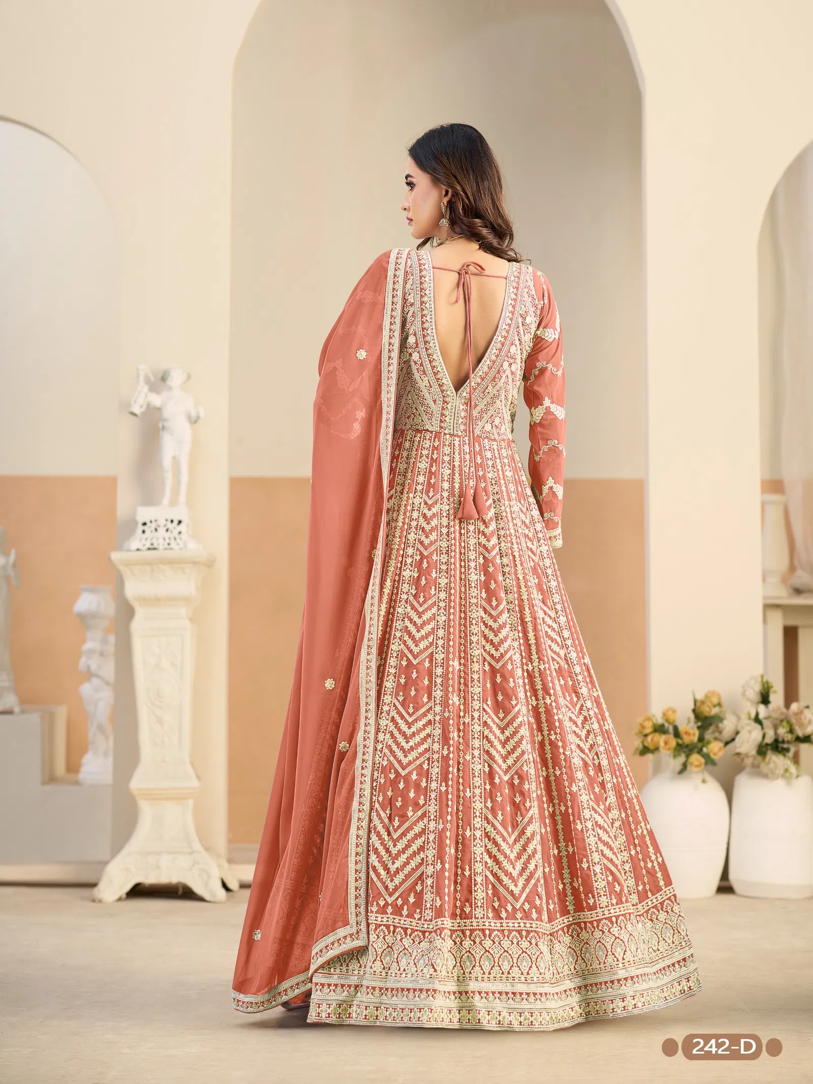 Aanaya Vol 242 Faux Georgette With Work Gown Bottom And Dupatta
