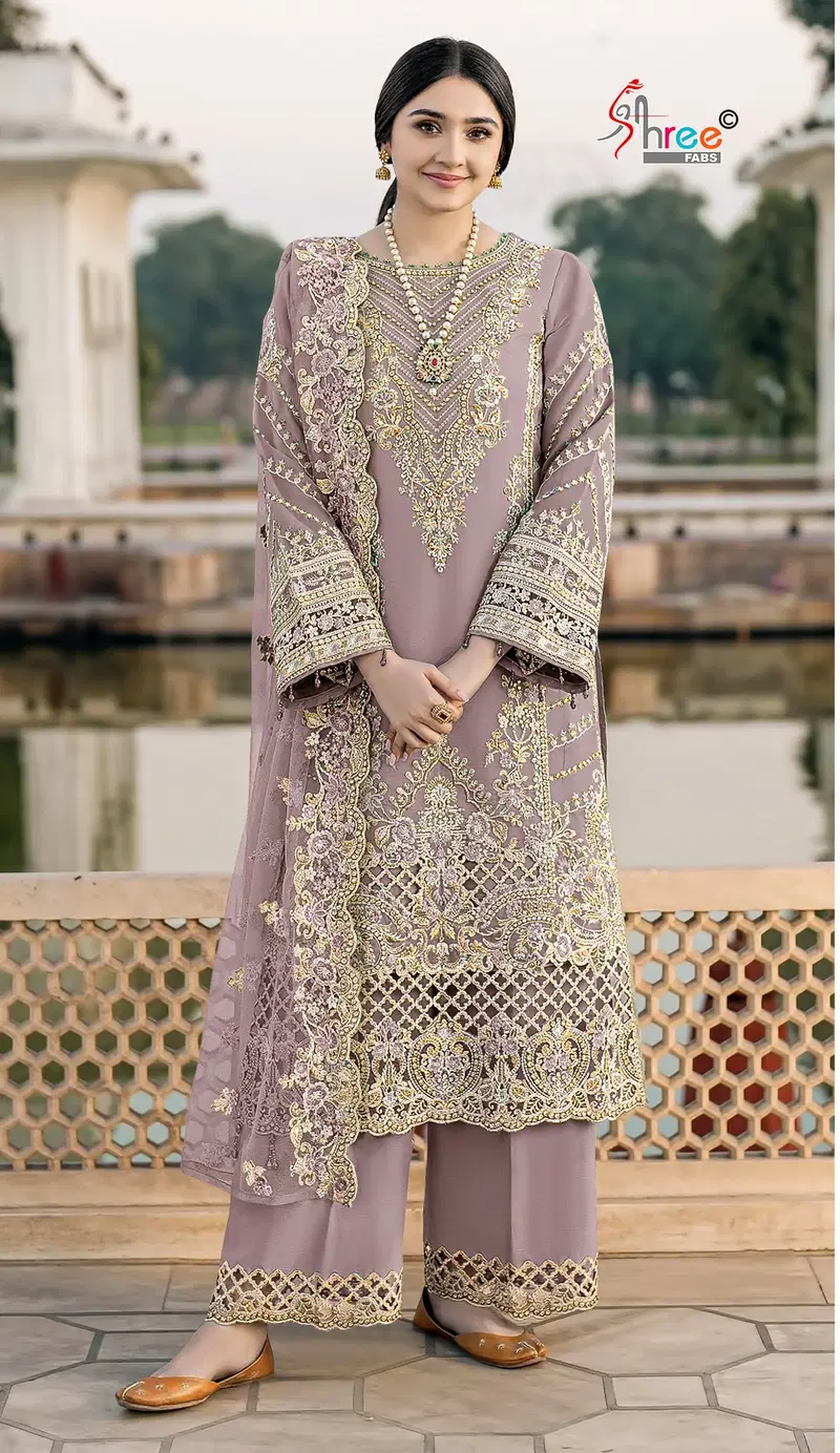 Shree Sf 5567 E To H Chiffon Embroidery Work Pakistani Salwar Kameez