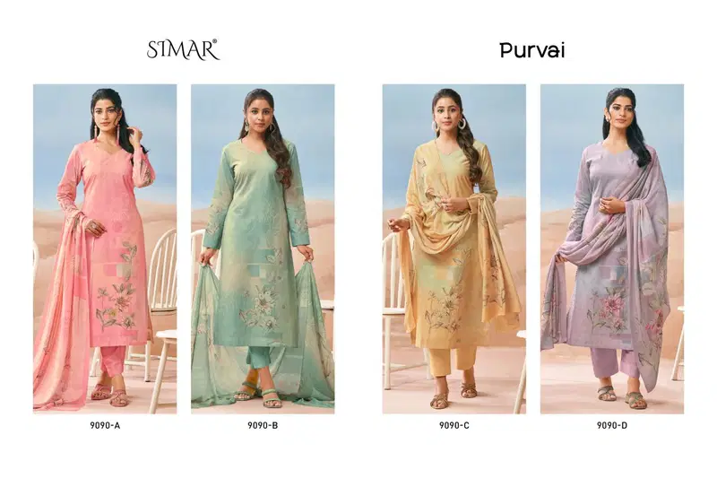Glossy Simar Purvai Lawn Cotton Digital Print Work Salwar Kameez