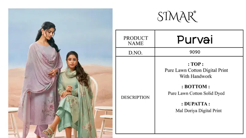 Glossy Simar Purvai Lawn Cotton Digital Print Work Salwar Kameez