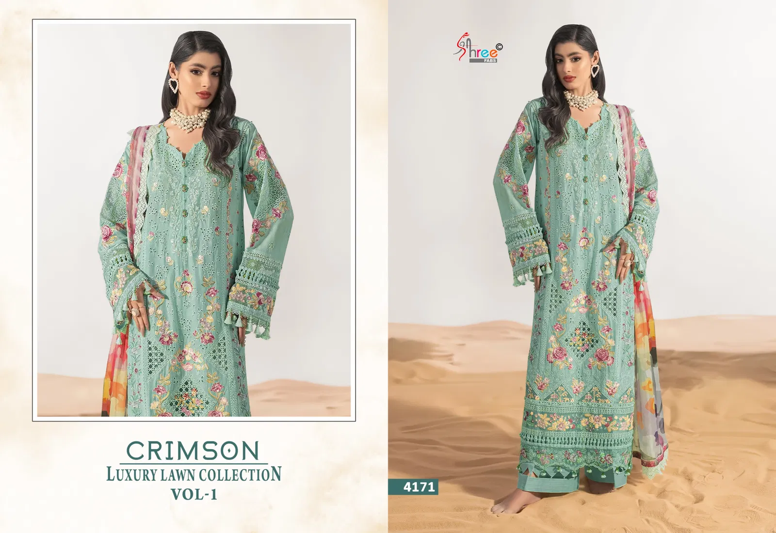 Shree Crimson Luxury Lawn Collection Vol 1 Cotton Dupatta Pakistani Suits