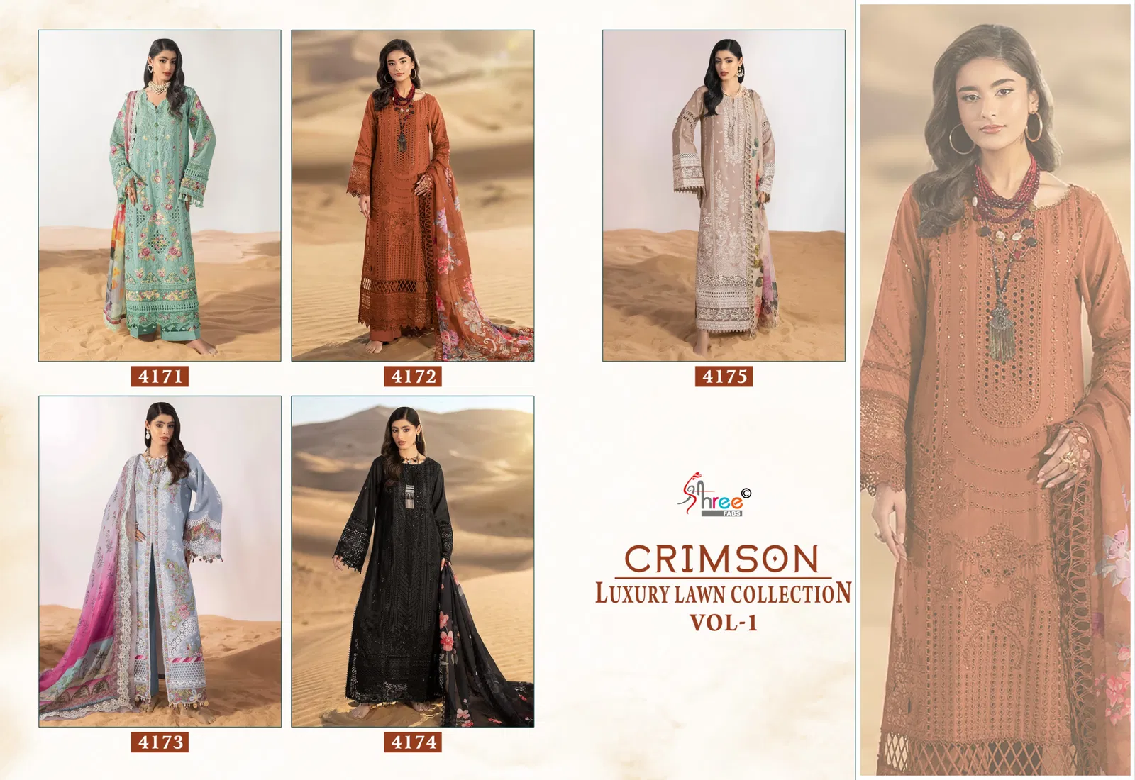 Shree Crimson Luxury Lawn Collection Vol 1 Cotton Dupatta Pakistani Suits