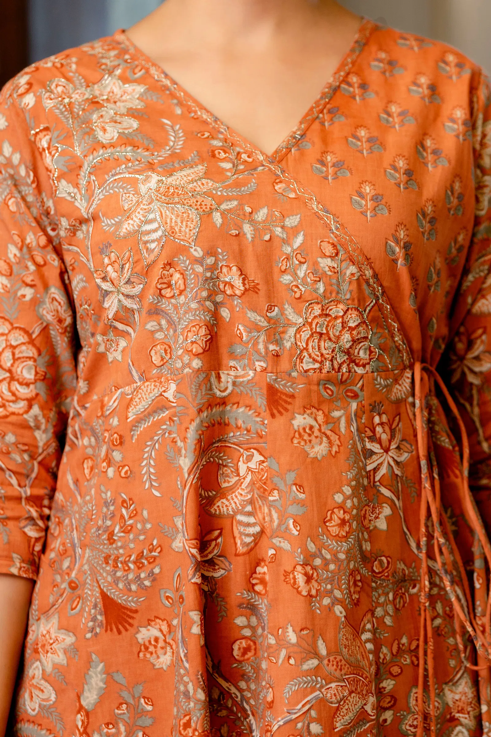 Naisha K 686 Discharge Cotton With Work Kurti Pant And Dupatta