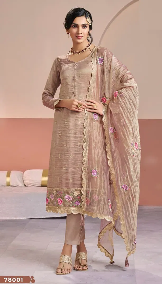 Manattra 78001 Series Gold Silk Designer Salwar Kameez Collection