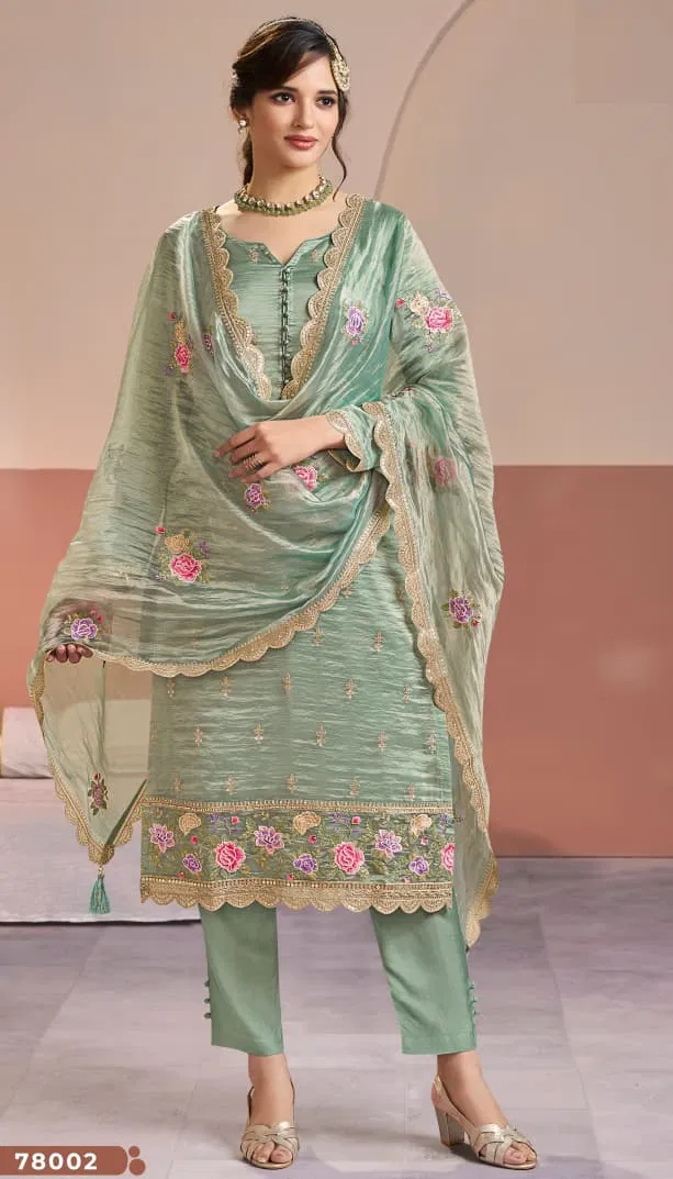 Manattra 78001 Series Gold Silk Designer Salwar Kameez Collection