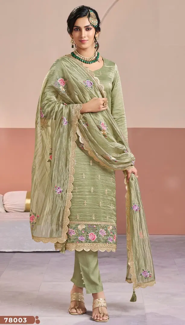 Manattra 78001 Series Gold Silk Designer Salwar Kameez Collection