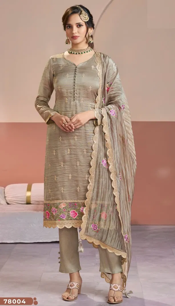 Manattra 78001 Series Gold Silk Designer Salwar Kameez Collection