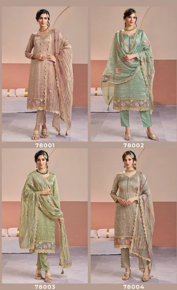 Manattra 78001 Series Gold Silk Designer Salwar Kameez Collection