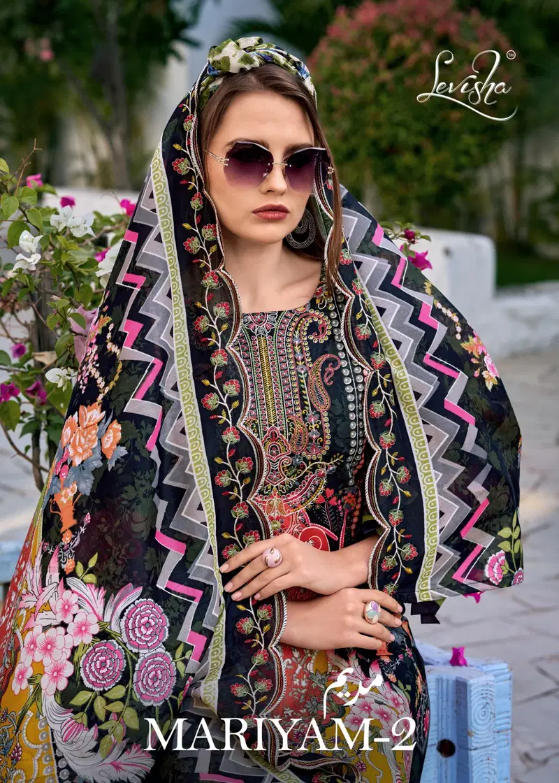 Levisha Mariyam Vol 2 Cambric Cotton Printed Embroidery Dress Material