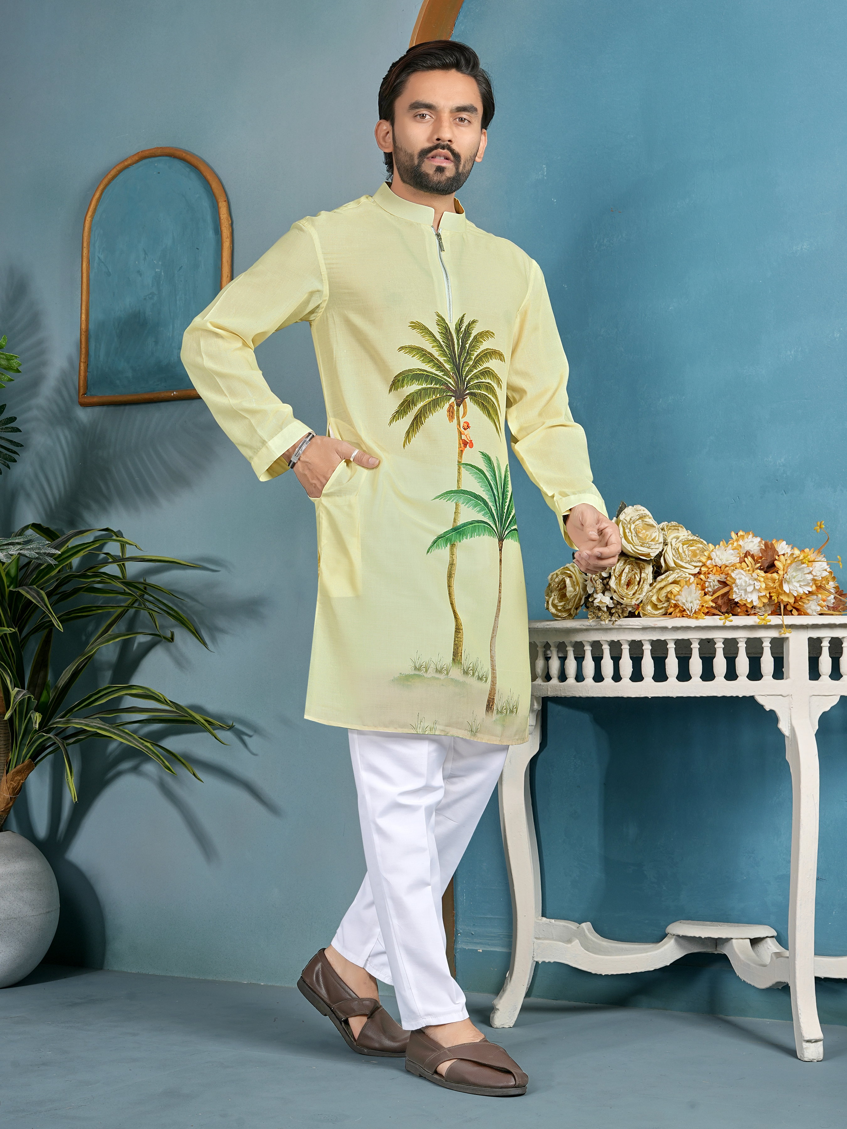 Shee Star 12 Cotton Printed Mens Festive Wear Kurta
