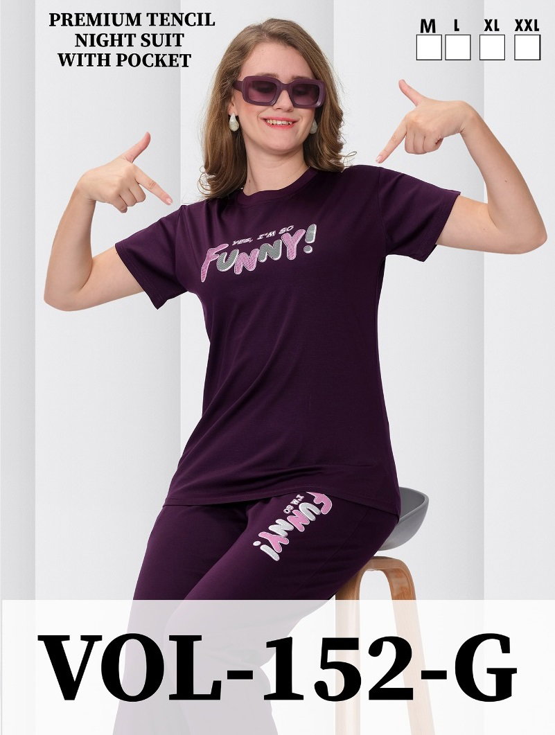 Summer Special JC 152 G Heavy Tencil Regular Fit Plain Night Suit