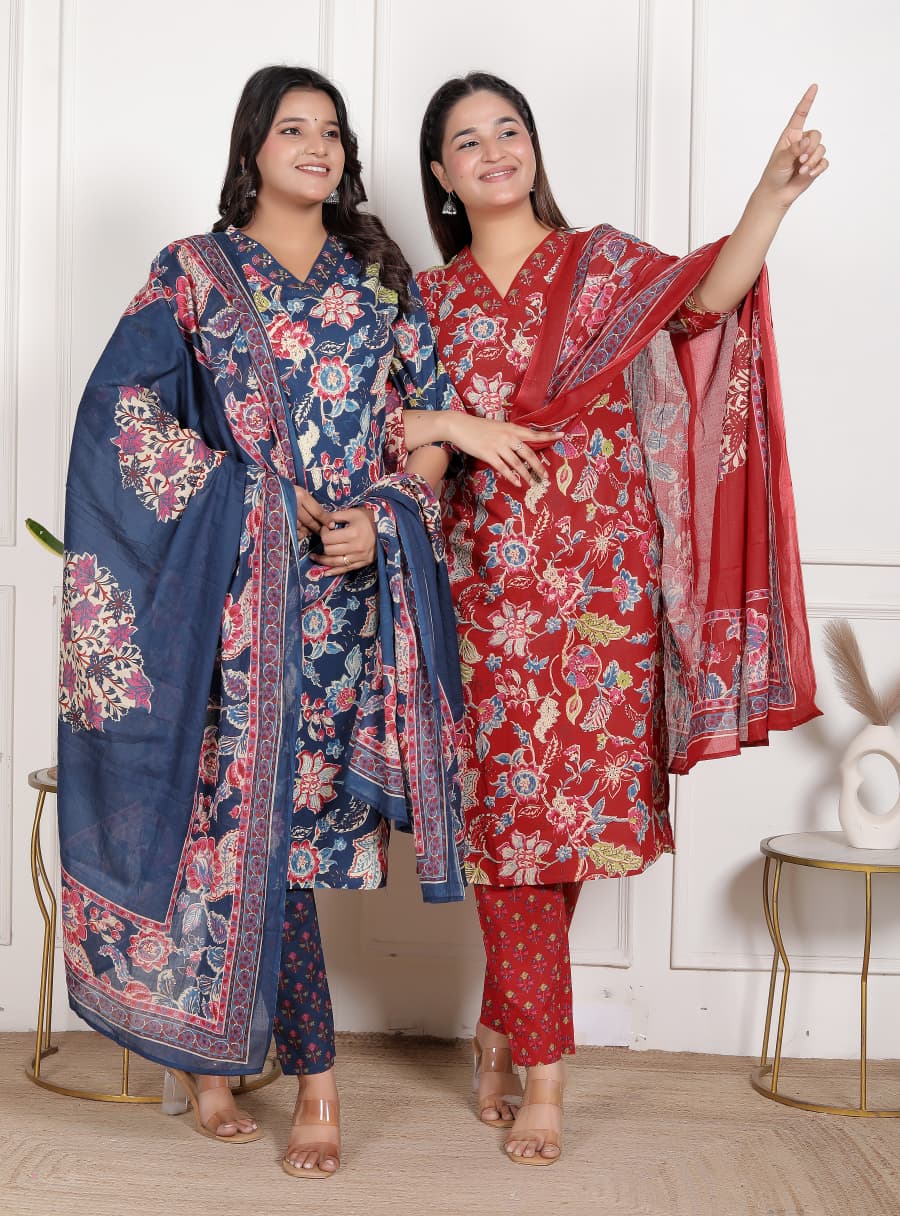 Super Fine Vol 1 Cambric Printed Straight Kurti With Pant Dupatta