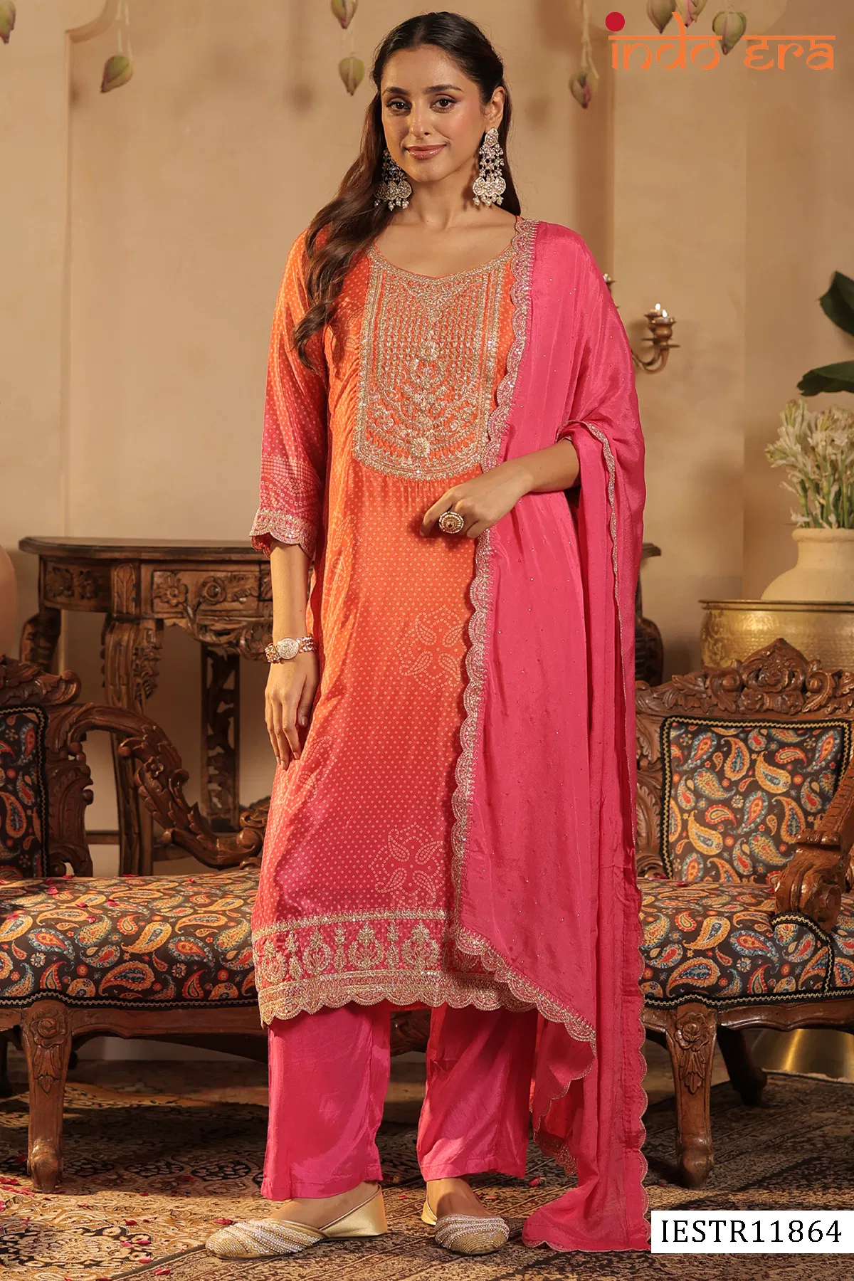 Indo Era 2603 Silk Blend Bandhani Printed Kurti Set Collection